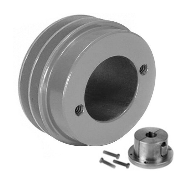 Martin Transmission Pulley, 2 Grooves, 3.55 in. Outside Diameter, Bushed 2BK34-H - main